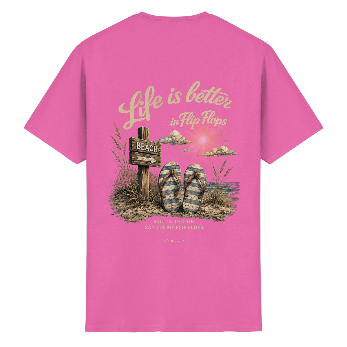 Life-is-better-in-flip-flops-dark-edition-backprint - Essentials T-Shirt