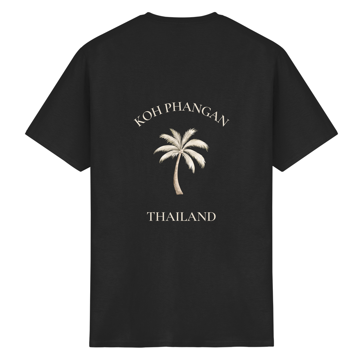 Koh Phangan Mini Palm – Essential T-Shirt – Backprint – Originalmockup in Black, Produktansicht 13