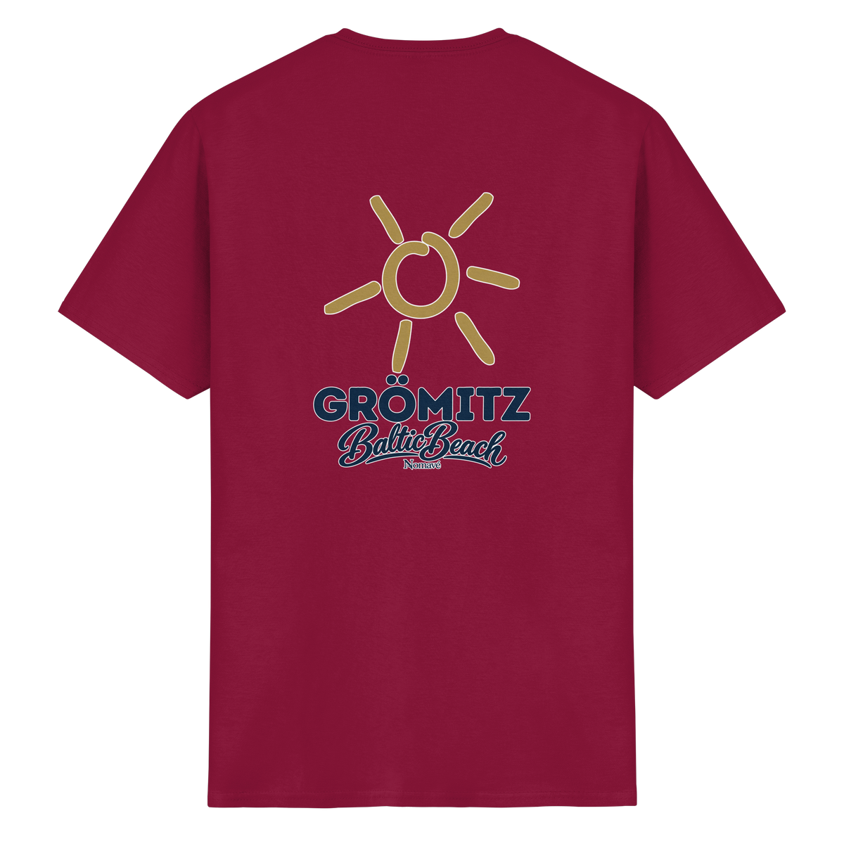 Grömitz Sonne Essential T-Shirt Baltic Beach mit Rückendruck in Cardinal Red – Shirtigo-Originalmockup 8