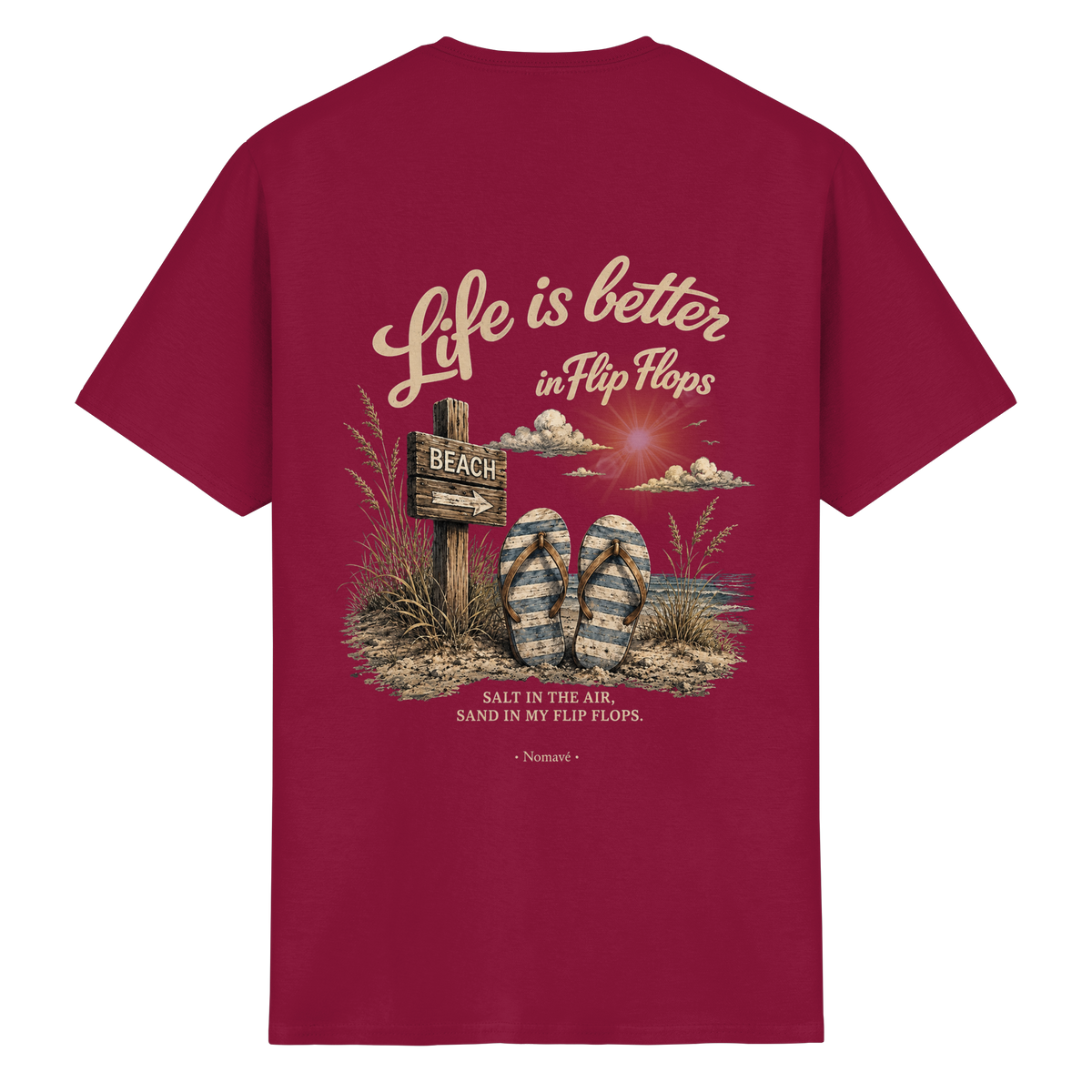 Life-is-better-in-flip-flops-dark-edition-backprint - Essentials T-Shirt