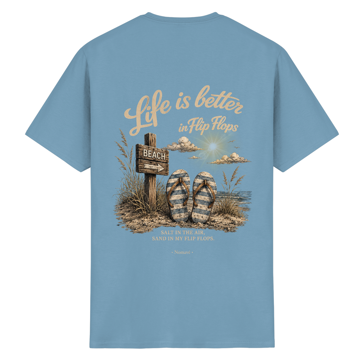 Life-is-better-in-flip-flops-dark-edition-backprint - Essentials T-Shirt