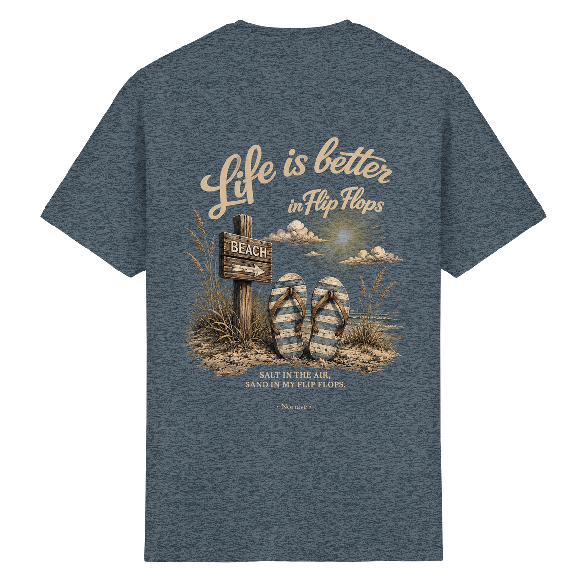 Life-is-better-in-flip-flops-dark-edition-backprint - Essentials T-Shirt