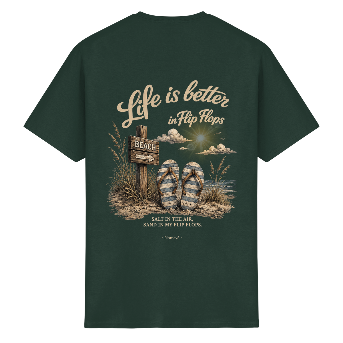 Life-is-better-in-flip-flops-dark-edition-backprint - Essentials T-Shirt
