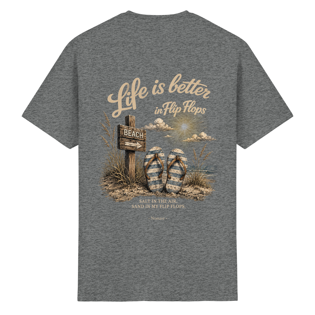 Life-is-better-in-flip-flops-dark-edition-backprint - Essentials T-Shirt