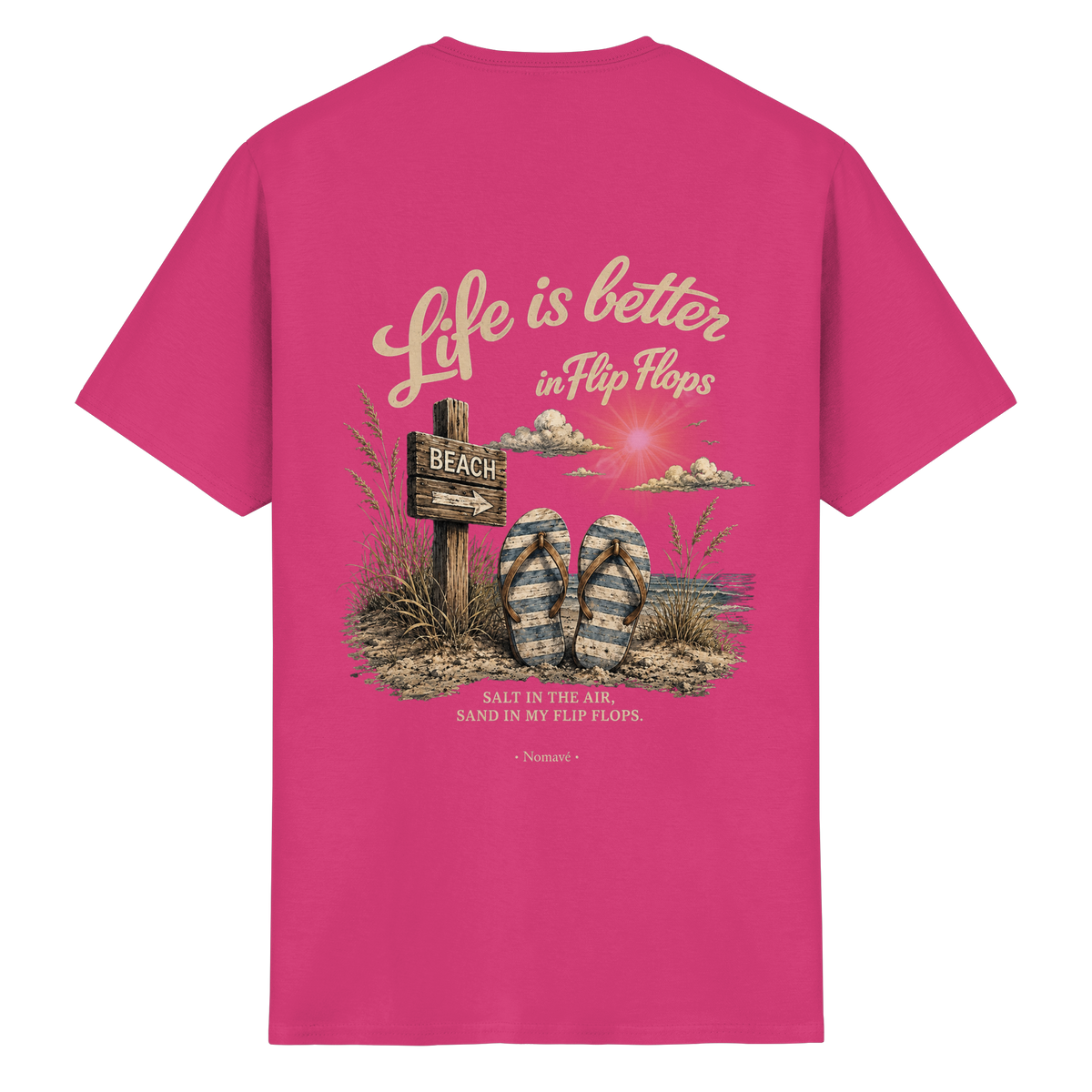 Life-is-better-in-flip-flops-dark-edition-backprint - Essentials T-Shirt