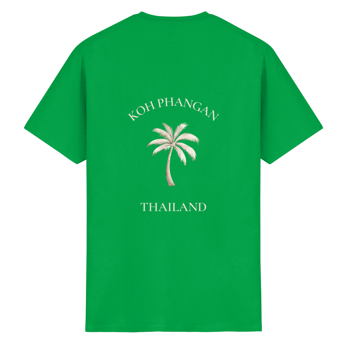 Koh Phangan Mini Palm – Essential T-Shirt – Backprint – Originalmockup in Irish Green, Produktansicht 8