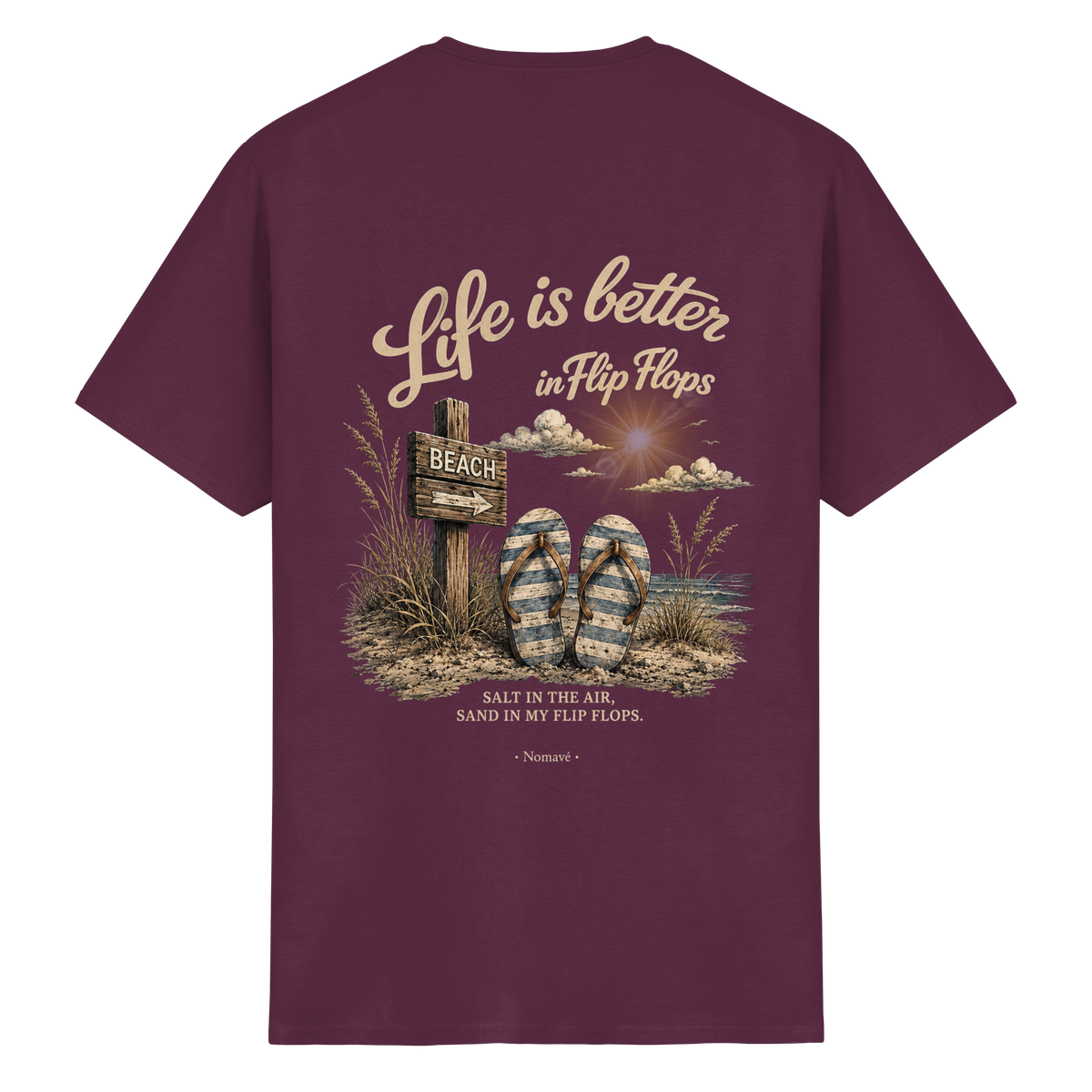 Life-is-better-in-flip-flops-dark-edition-backprint - Essentials T-Shirt