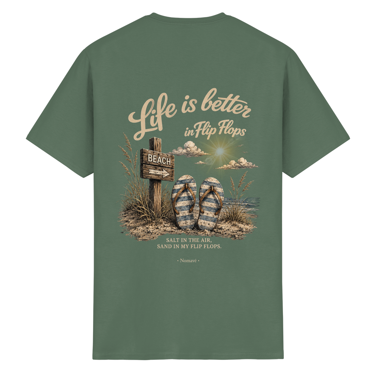 Life-is-better-in-flip-flops-dark-edition-backprint - Essentials T-Shirt