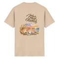 Unisex Heavy-Cotton-T-Shirt in Natural mit „Meer. Mieze. Glücklich.“ als Backprint – Original-Mockup