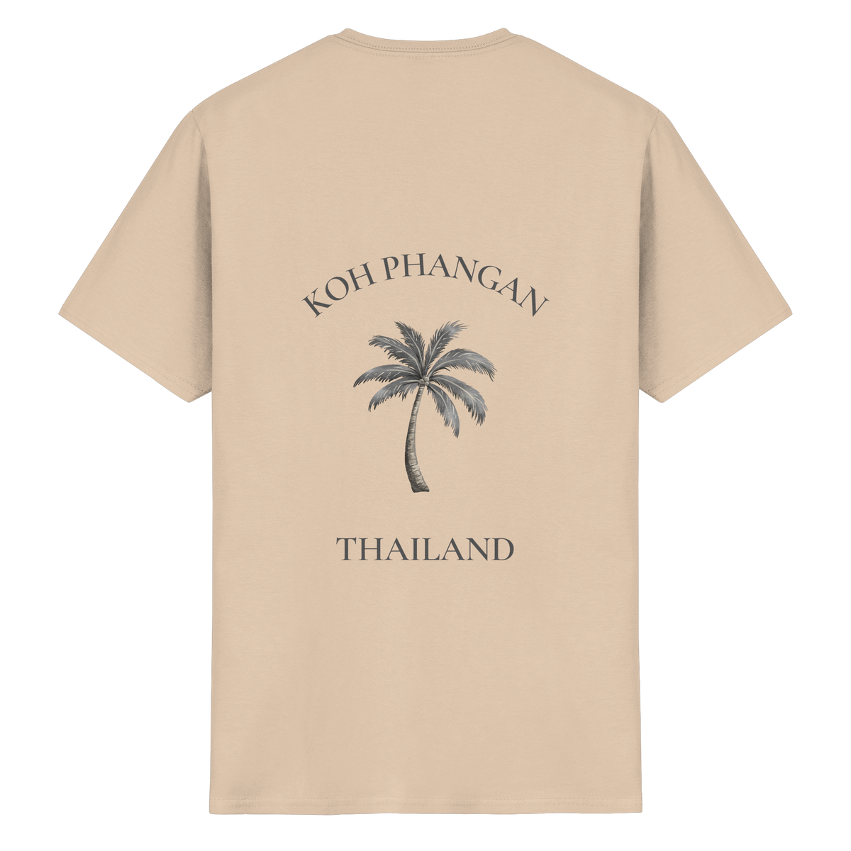 Essential T-Shirt in natural mit Koh Phangan Mini Palm Motiv als Backprint – Original-Mockup