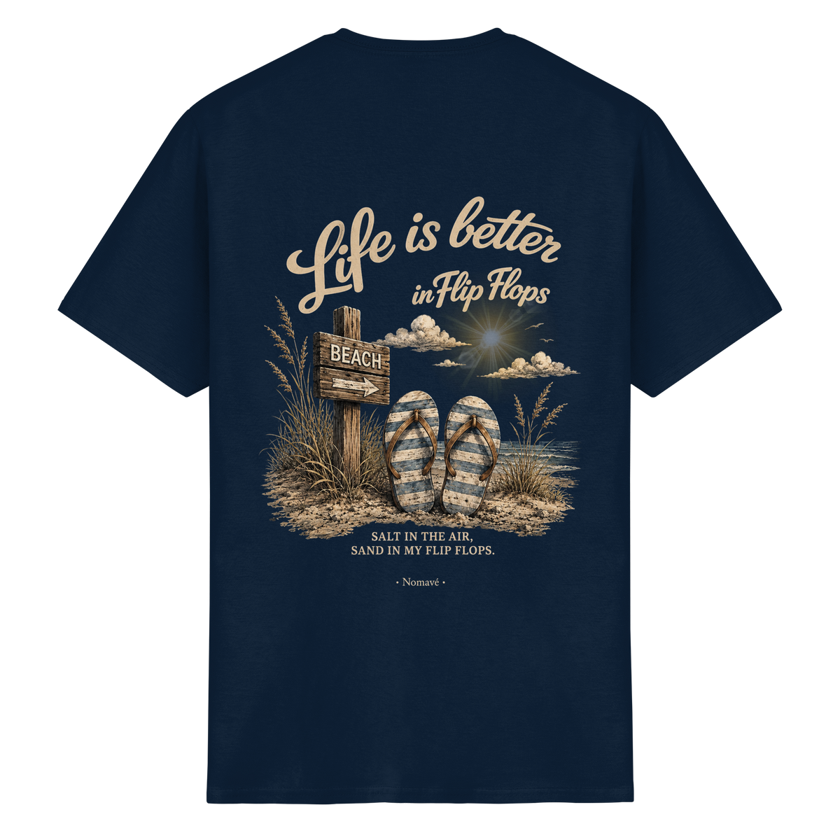 Life-is-better-in-flip-flops-dark-edition-backprint - Essentials T-Shirt