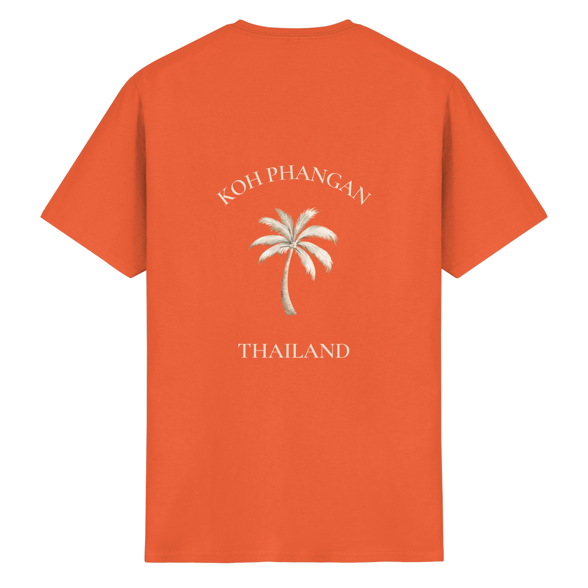 Koh Phangan Mini Palm – Essential T-Shirt – Backprint – Originalmockup in Orange, Produktansicht 9