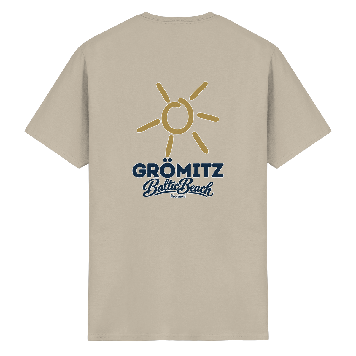Grömitz Sonne Essential T-Shirt Baltic Beach mit Rückendruck in Sand – Shirtigo-Originalmockup 11