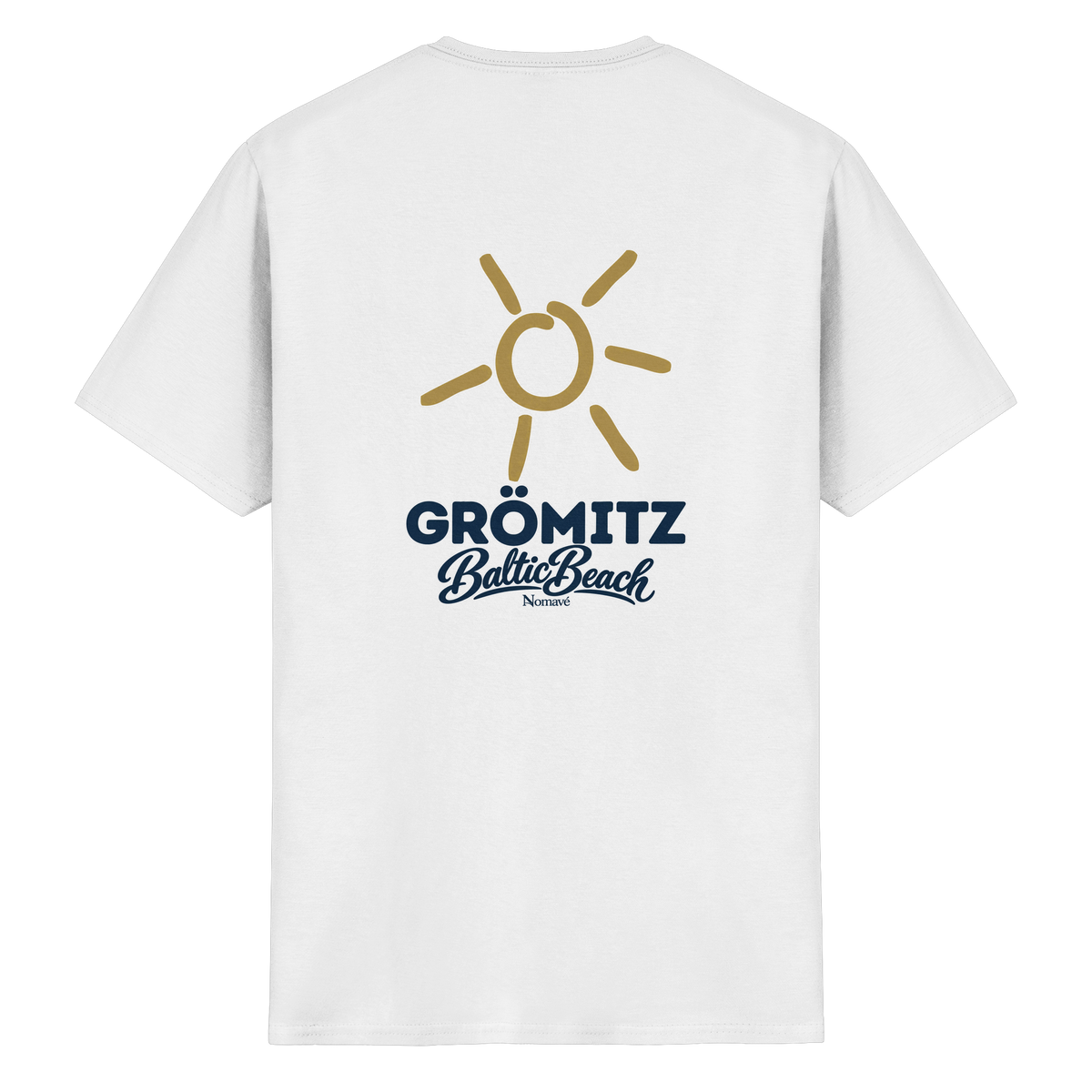 Grömitz Sonne Essential T-Shirt Baltic Beach mit Rückendruck in White – Shirtigo-Originalmockup 2