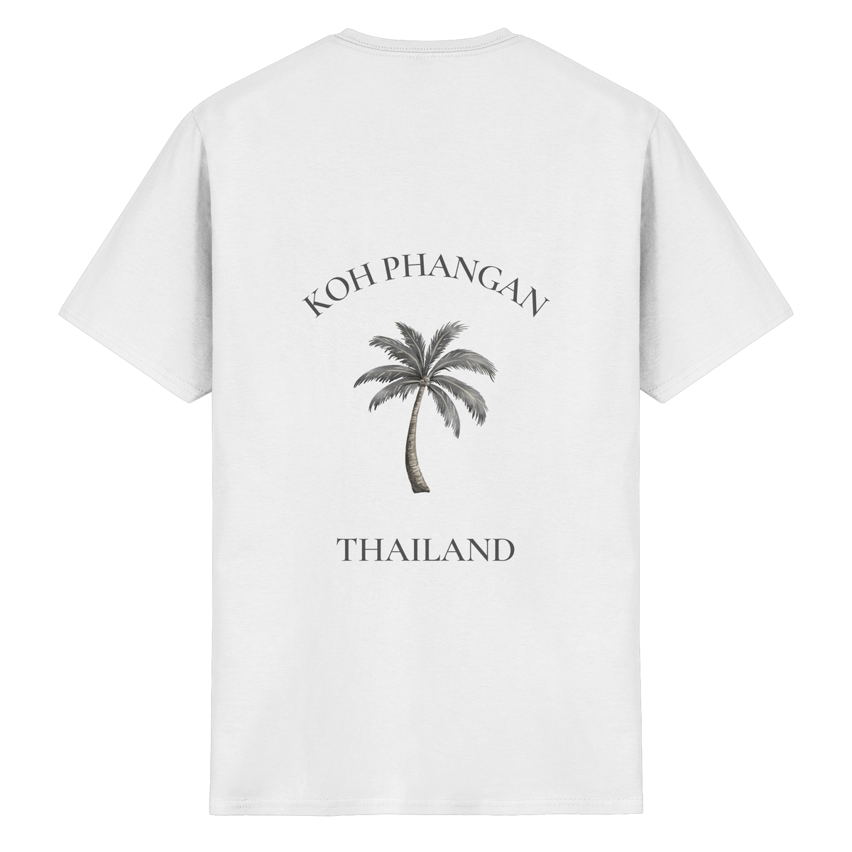 Essential T-Shirt in white mit Koh Phangan Mini Palm Motiv als Backprint – Original-Mockup