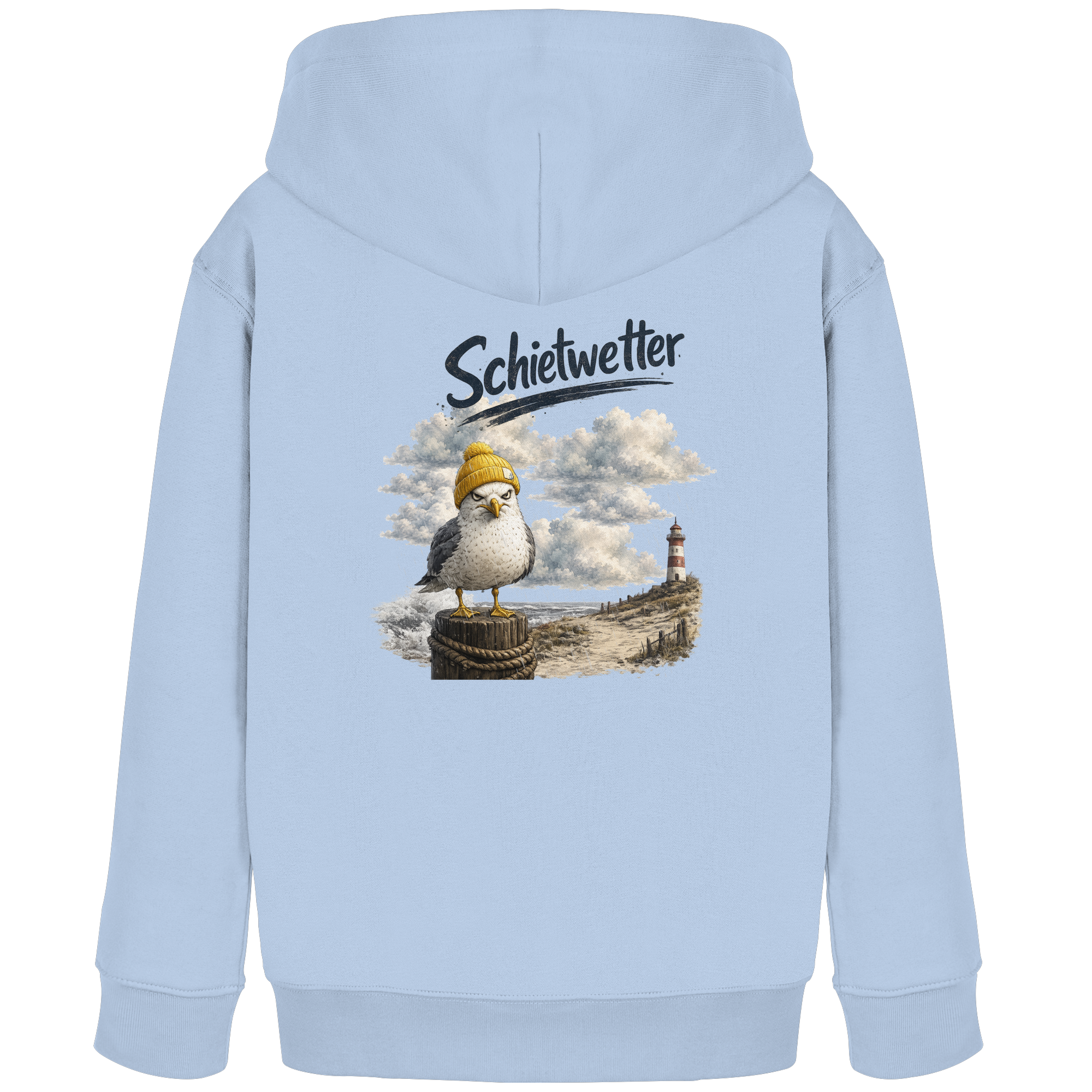 Möwe - Schietwetter - Ostsee - Leuchtturm - Maritimes Küsten Motiv - Für Ostsee und Nordsee - Fans - Kids Organic Hoodie