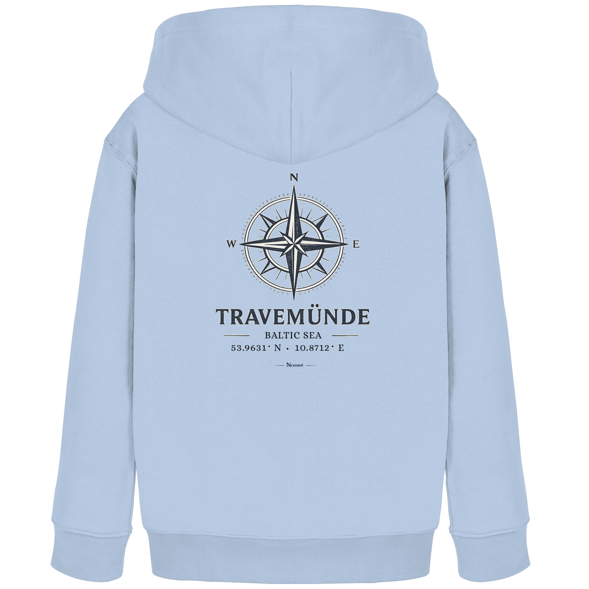 Travemünde Windrose – Baltic Sea Bio Kinder Kapuzenpullover (Hoodie) aus 100 % Bio-Baumwolle