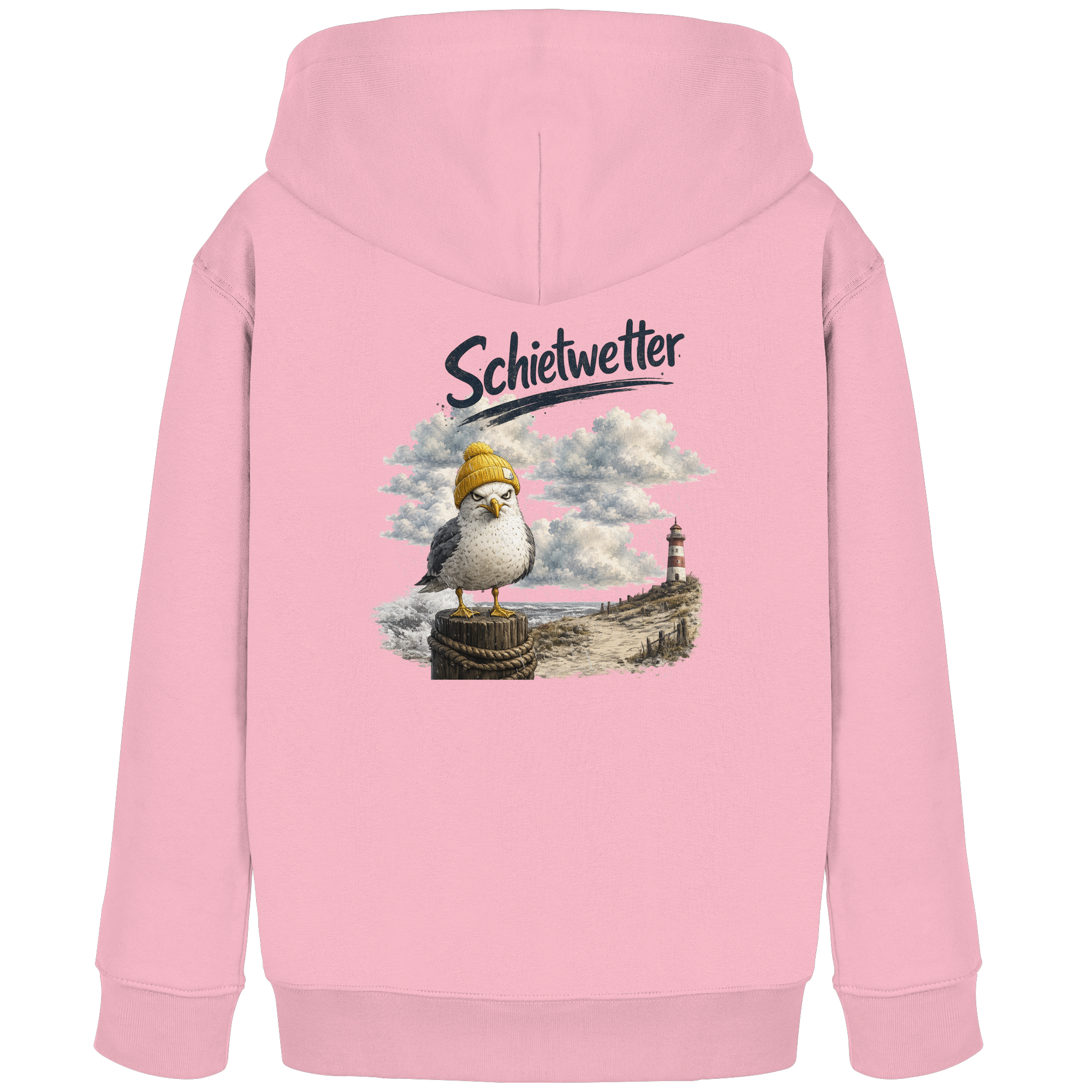 Möwe - Schietwetter - Ostsee - Leuchtturm - Maritimes Küsten Motiv - Für Ostsee und Nordsee - Fans - Kids Organic Hoodie