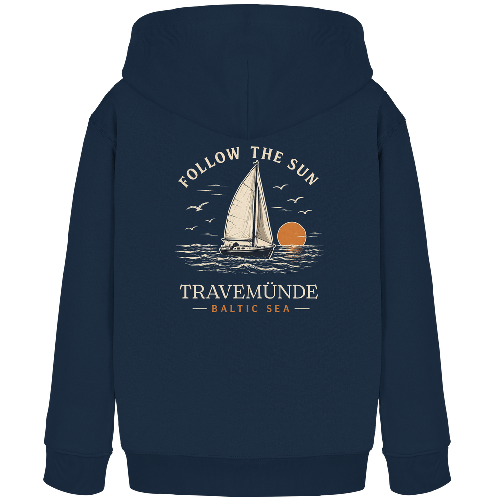 Travemünde Follow The Sun Dark Edition Kinder Hoodie aus Bio-Baumwolle