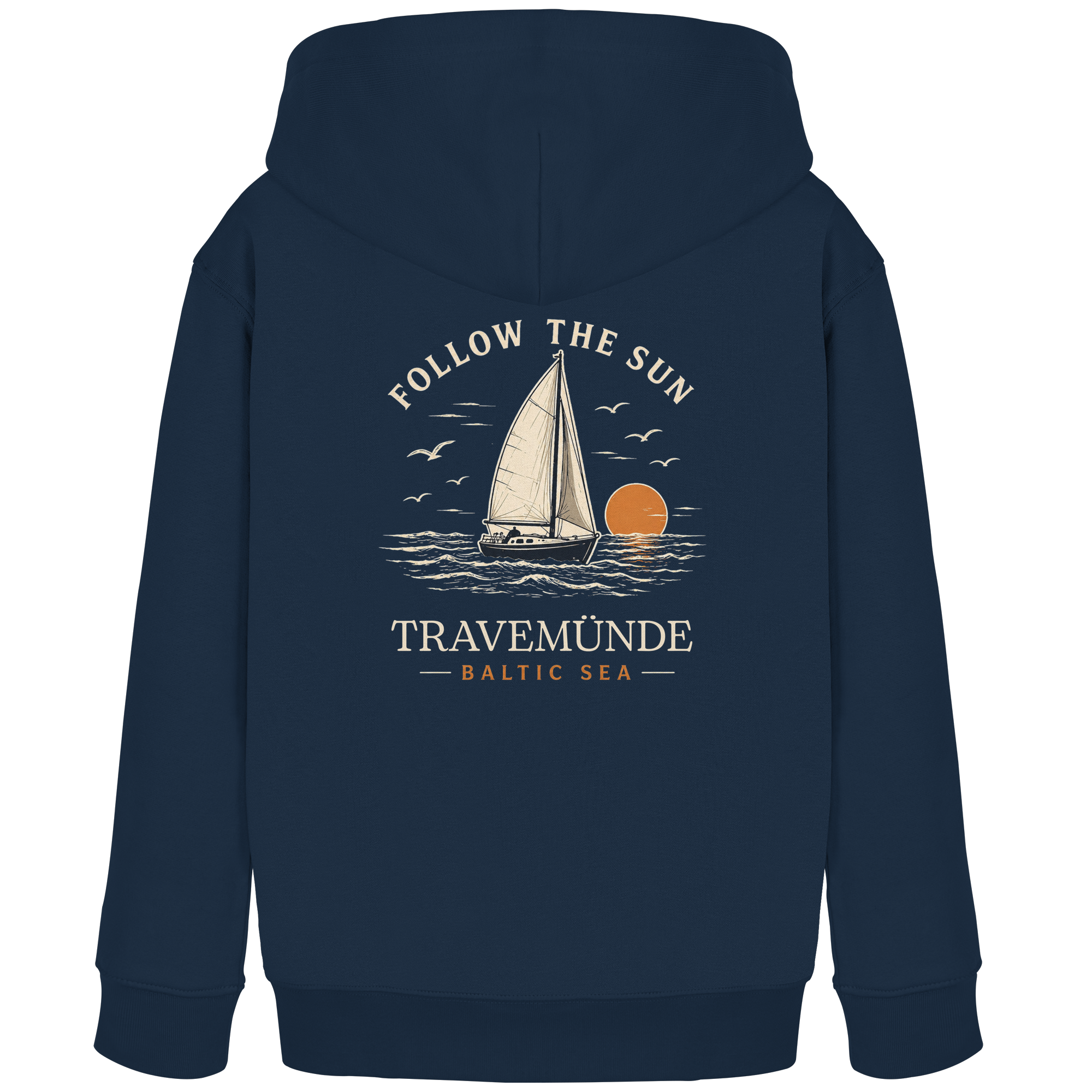 Travemünde Follow The Sun Dark Edition Kinder Hoodie aus Bio-Baumwolle