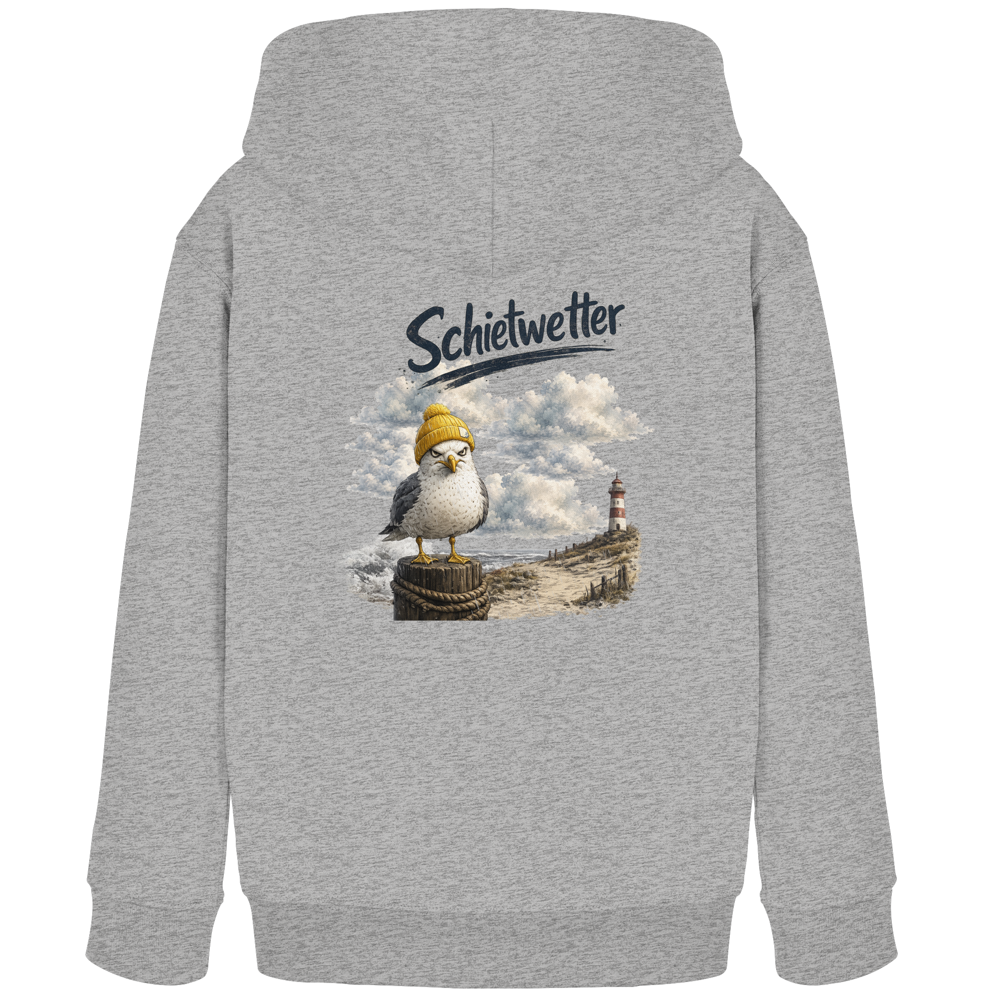 Möwe - Schietwetter - Ostsee - Leuchtturm - Maritimes Küsten Motiv - Für Ostsee und Nordsee - Fans - Kids Organic Hoodie