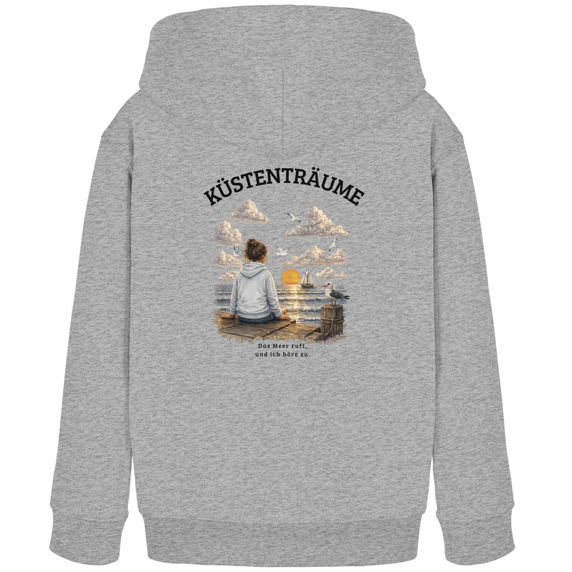 Küstenträume Kinder Bio-Kapuzenpullover mit Küstenmotiv
