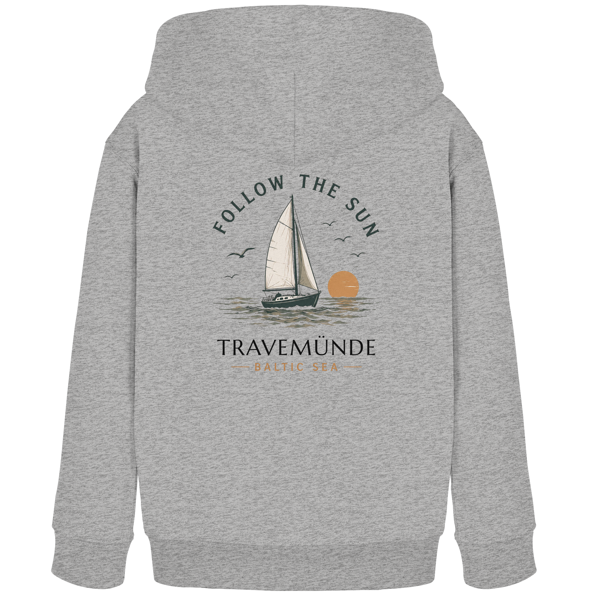 Travemünde Follow The Sun Kinder Hoodie – 100 % Bio-Baumwolle
