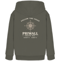 Khakifarbener Priwall Follow the Coast Kinder-Bio-Hoodie mit Kompass-Rückenprint