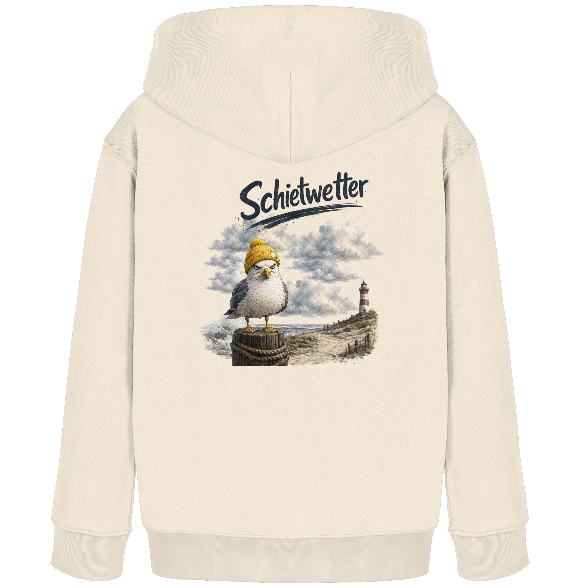 Möwe - Schietwetter - Ostsee - Leuchtturm - Maritimes Küsten Motiv - Für Ostsee und Nordsee - Fans - Kids Organic Hoodie