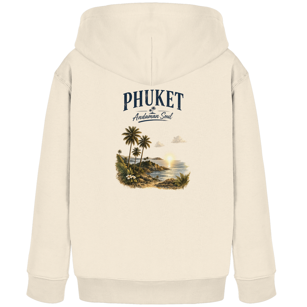 Freigestellter naturfarbener Phuket Andaman Soul Kinder-Hoodie mit Rückenprint