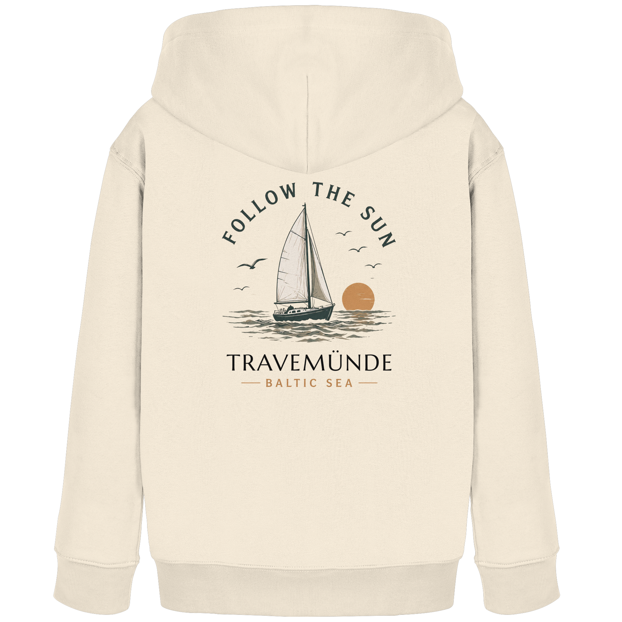 Travemünde Follow The Sun Kinder Hoodie – 100 % Bio-Baumwolle