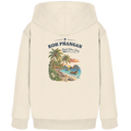 Koh Phangan Good Vibes Only – Kinder Bio Hoodie – Backprint – Original-Mockup kids organic hoodie natural raw mit Rückenmotiv
