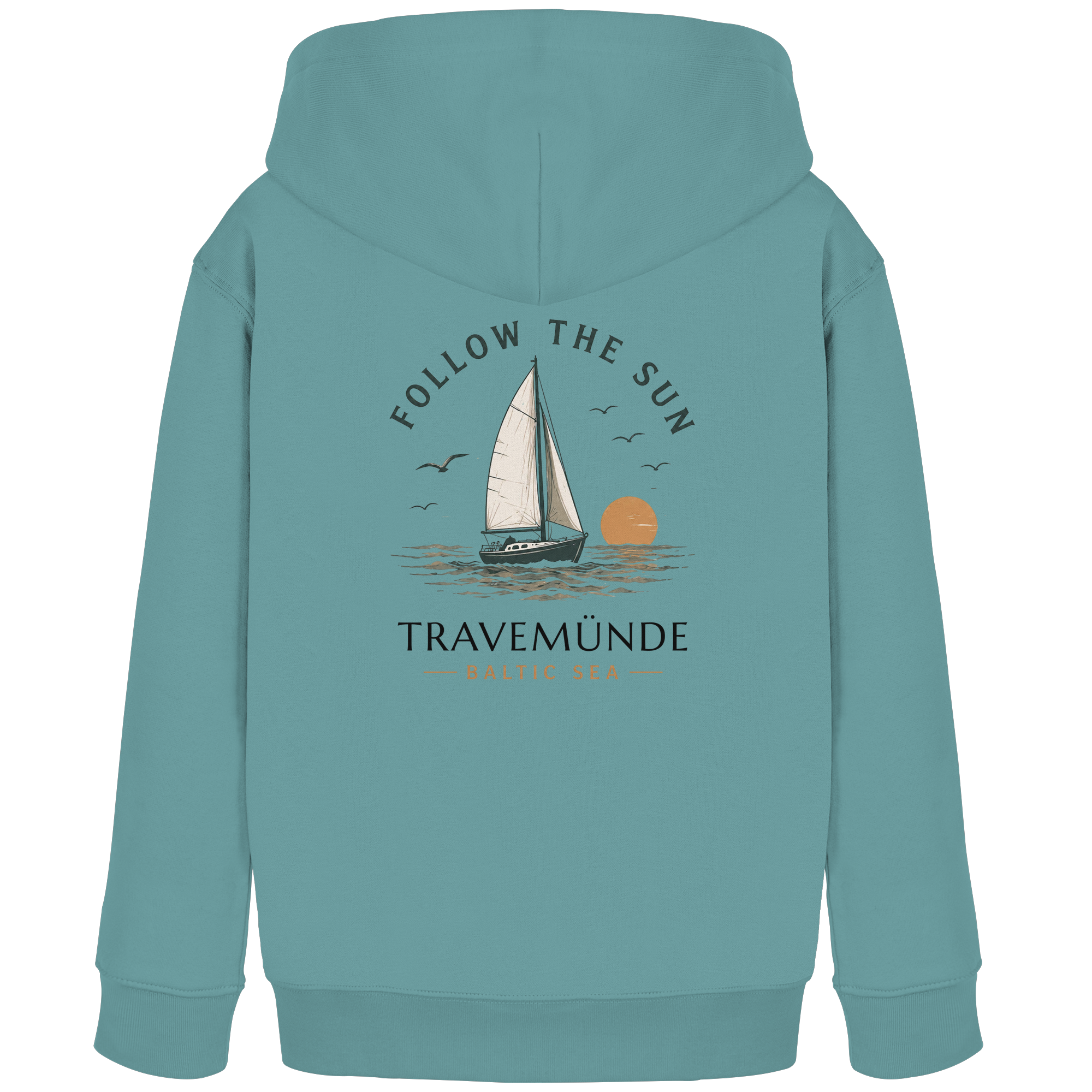 Travemünde Follow The Sun Kinder Hoodie – 100 % Bio-Baumwolle