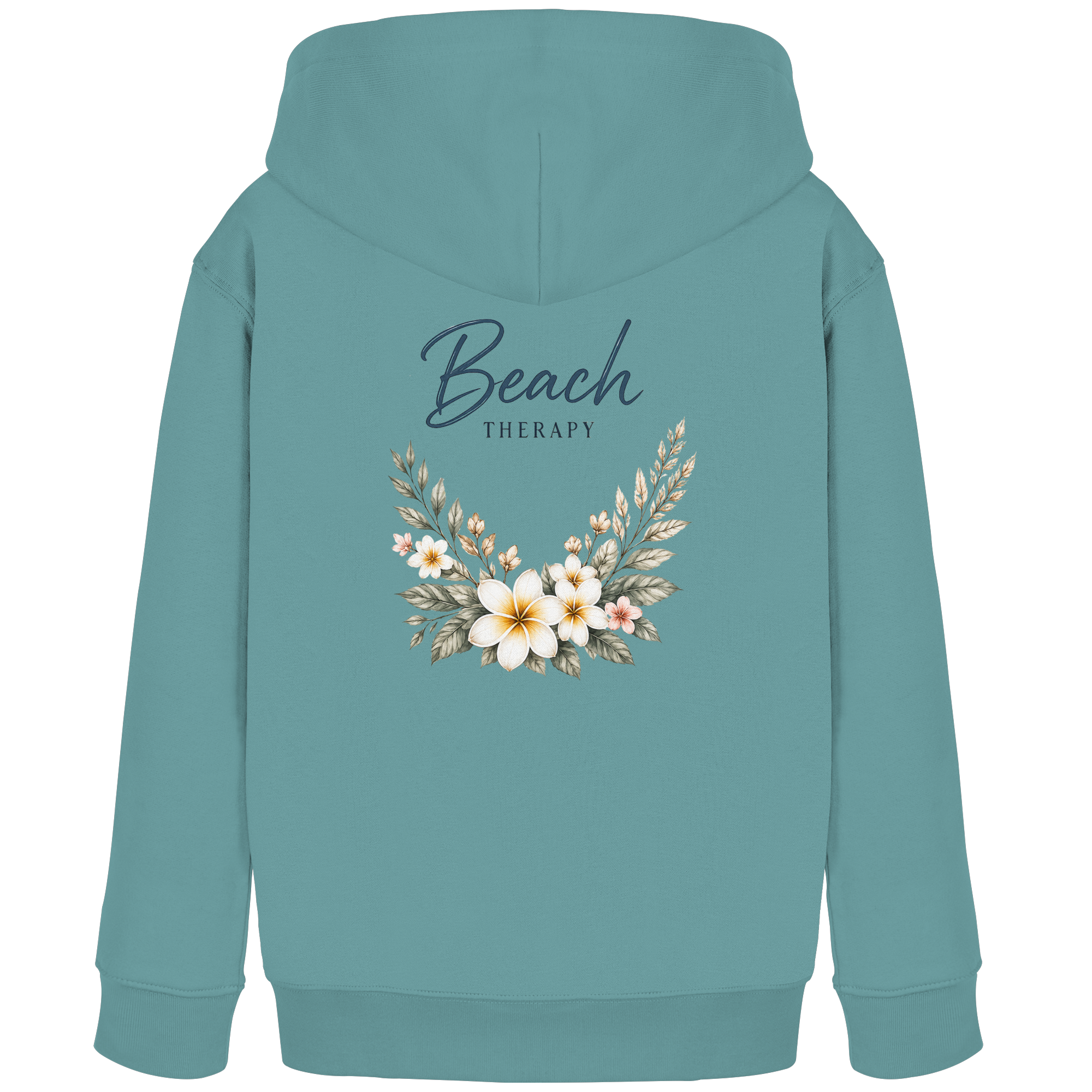 Beach Therapy | Florales Strandmotiv | Sommer | Urlaub | Meer | Blumen | - Kids Organic Hoodie