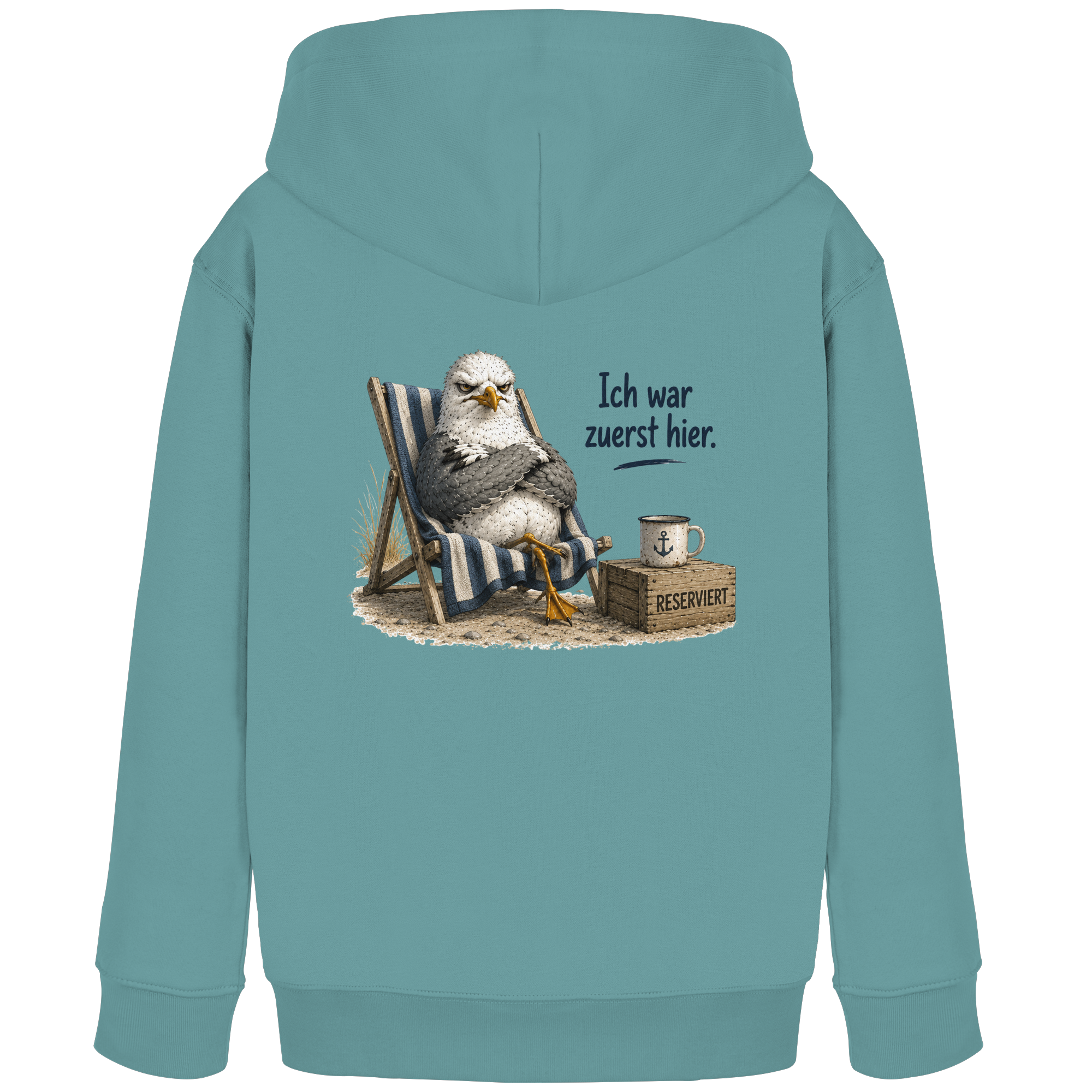 Ich war zuerst hier – Möwe mit Meinung |  - Kinder Bio Kapuzenpullover - Hoodie