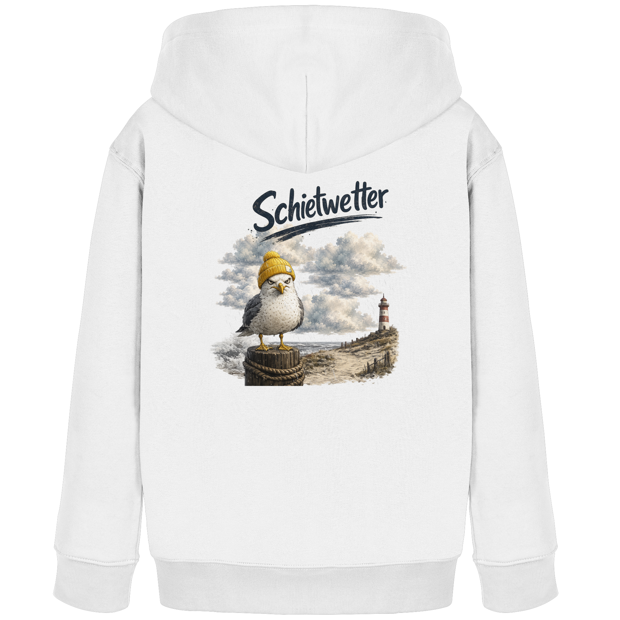 Möwe - Schietwetter - Ostsee - Leuchtturm - Maritimes Küsten Motiv - Für Ostsee und Nordsee - Fans - Kids Organic Hoodie