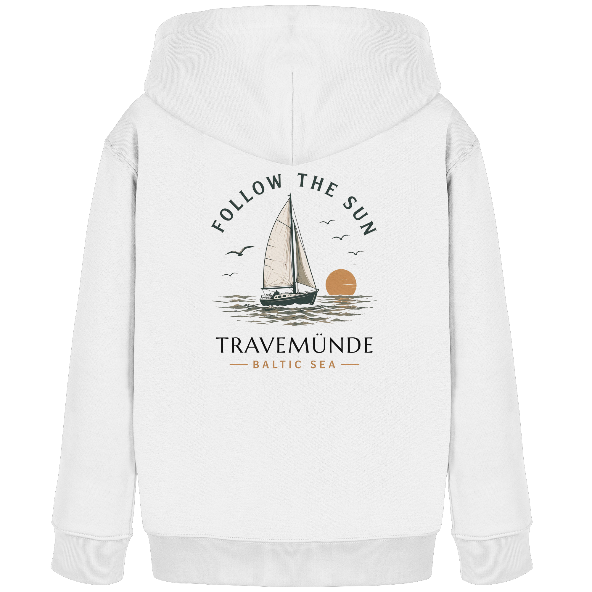 Travemünde Follow The Sun Kinder Hoodie – 100 % Bio-Baumwolle