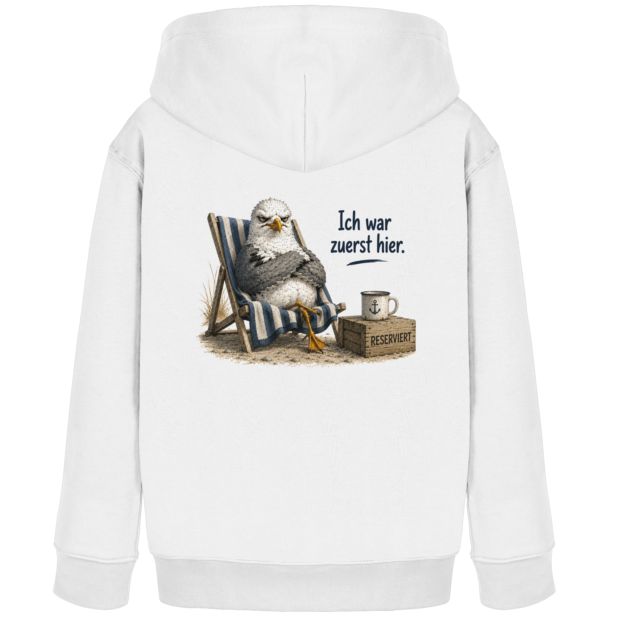 Ich war zuerst hier – Möwe mit Meinung |  - Kinder Bio Kapuzenpullover - Hoodie