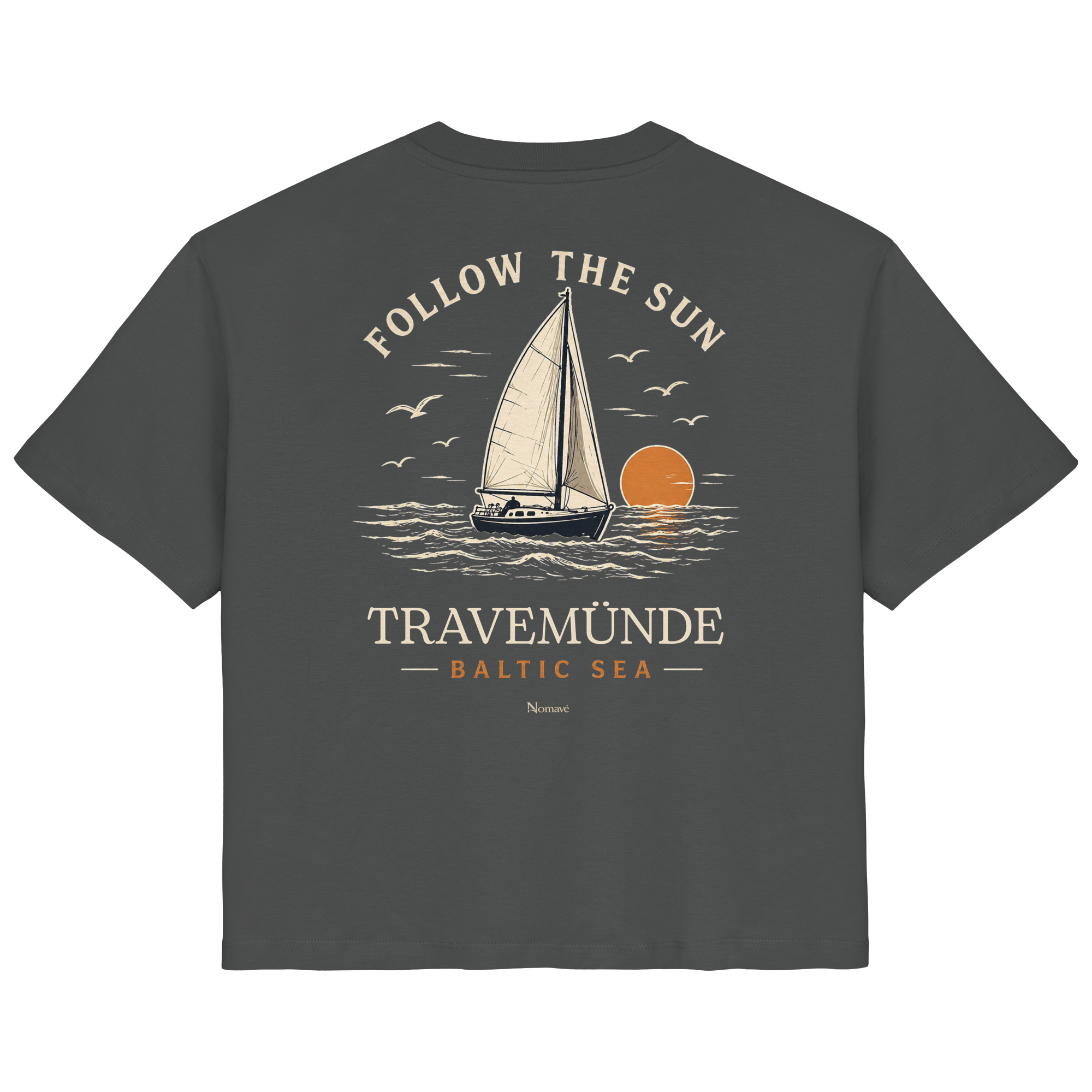 Follow The Sun Dark Edition - backprint - Damen Organic Bio Ostsee Küsten Travemünde Shirt