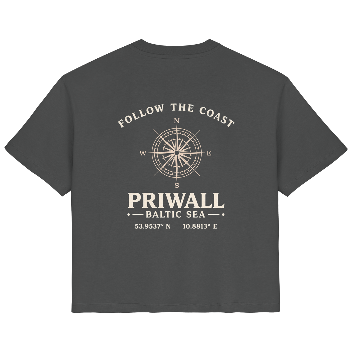 Priwall – Follow the Coast – Dark Edition – Damen Bio T-Shirt – Backprint
