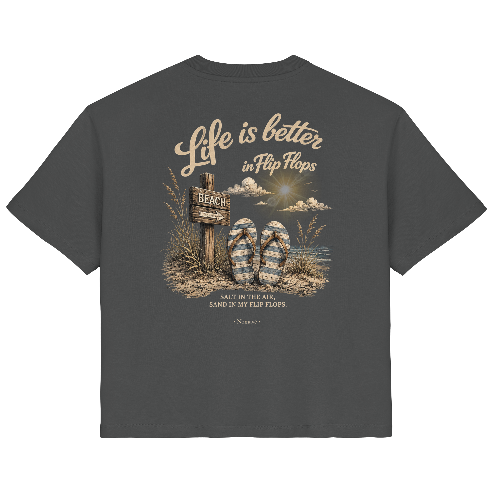 Life-is-better-in-flip-flops-dark-edition-backprint - Ladies Organic Shirt