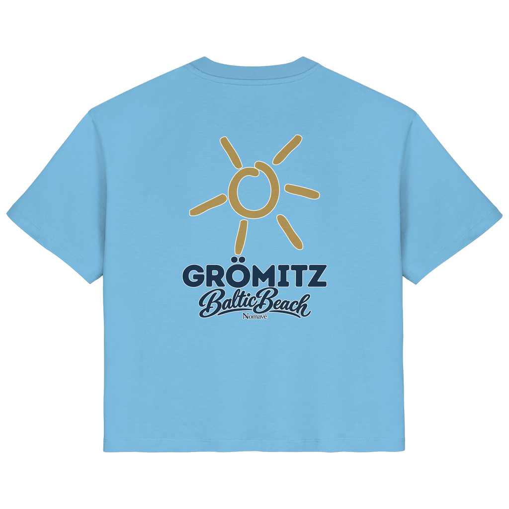 Grömitz Sonne Damen Bio T-Shirt Baltic Beach Rückendruck in Aqua Blue – Shirtigo-Originalmockup 10