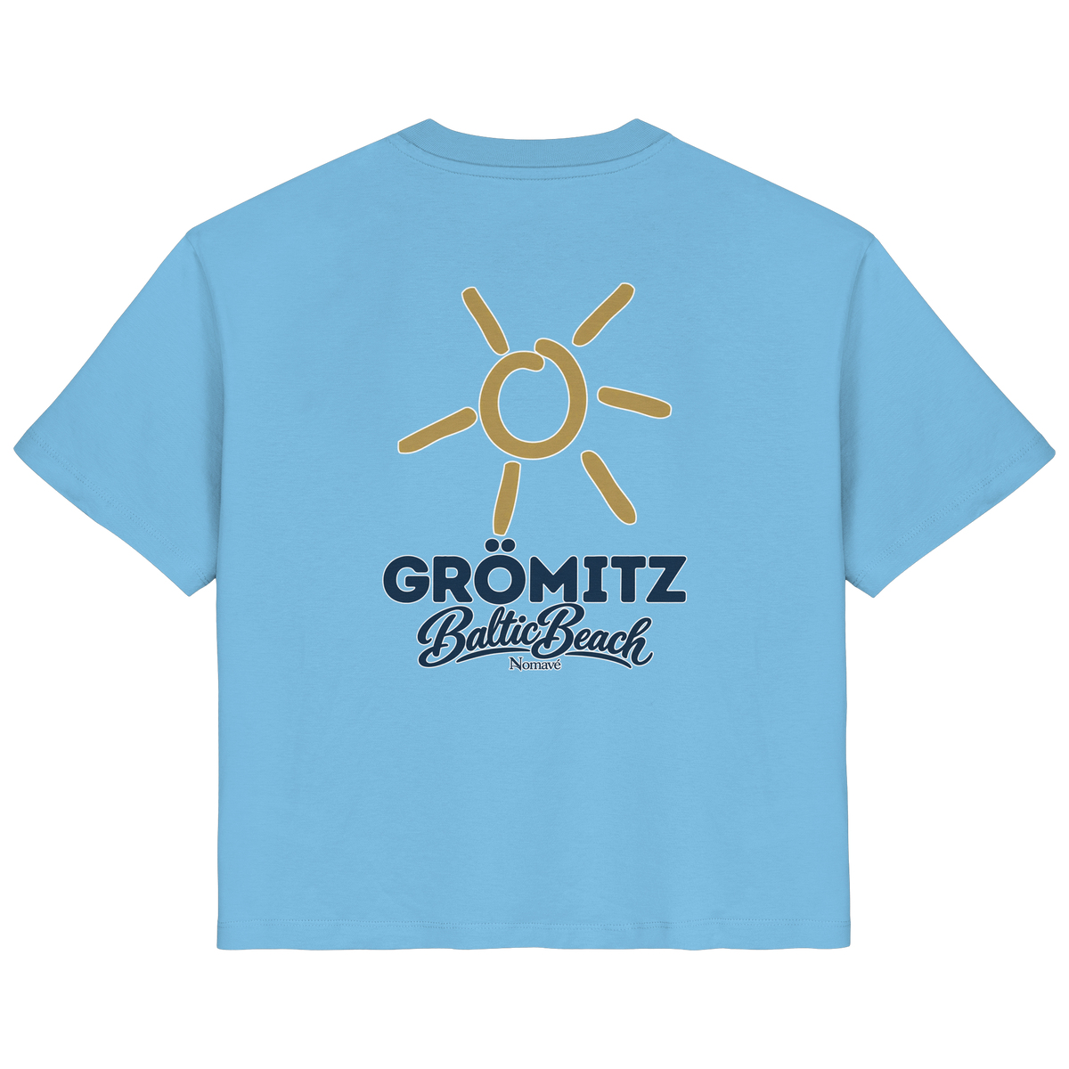 Grömitz Sonne Damen Bio T-Shirt Baltic Beach Rückendruck in Aqua Blue – Shirtigo-Originalmockup 10