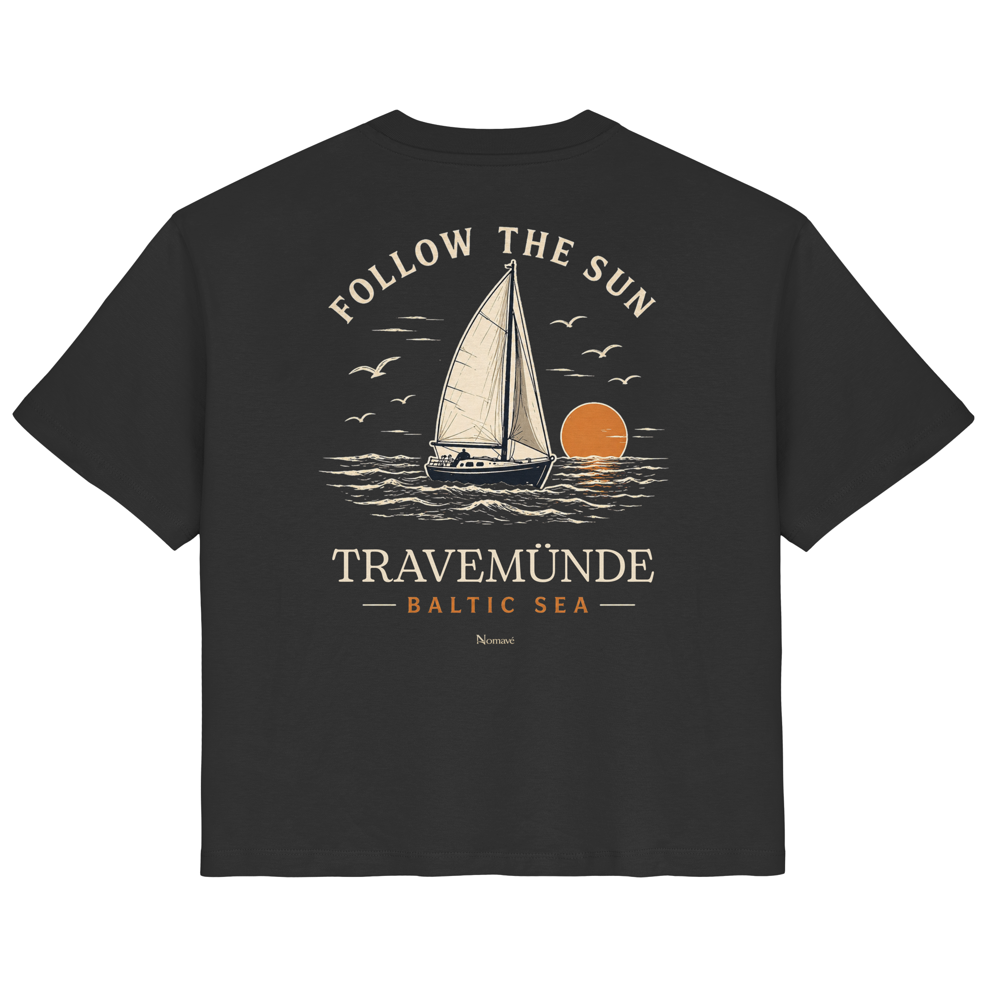Follow The Sun Dark Edition - backprint - Damen Organic Bio Ostsee Küsten Travemünde Shirt
