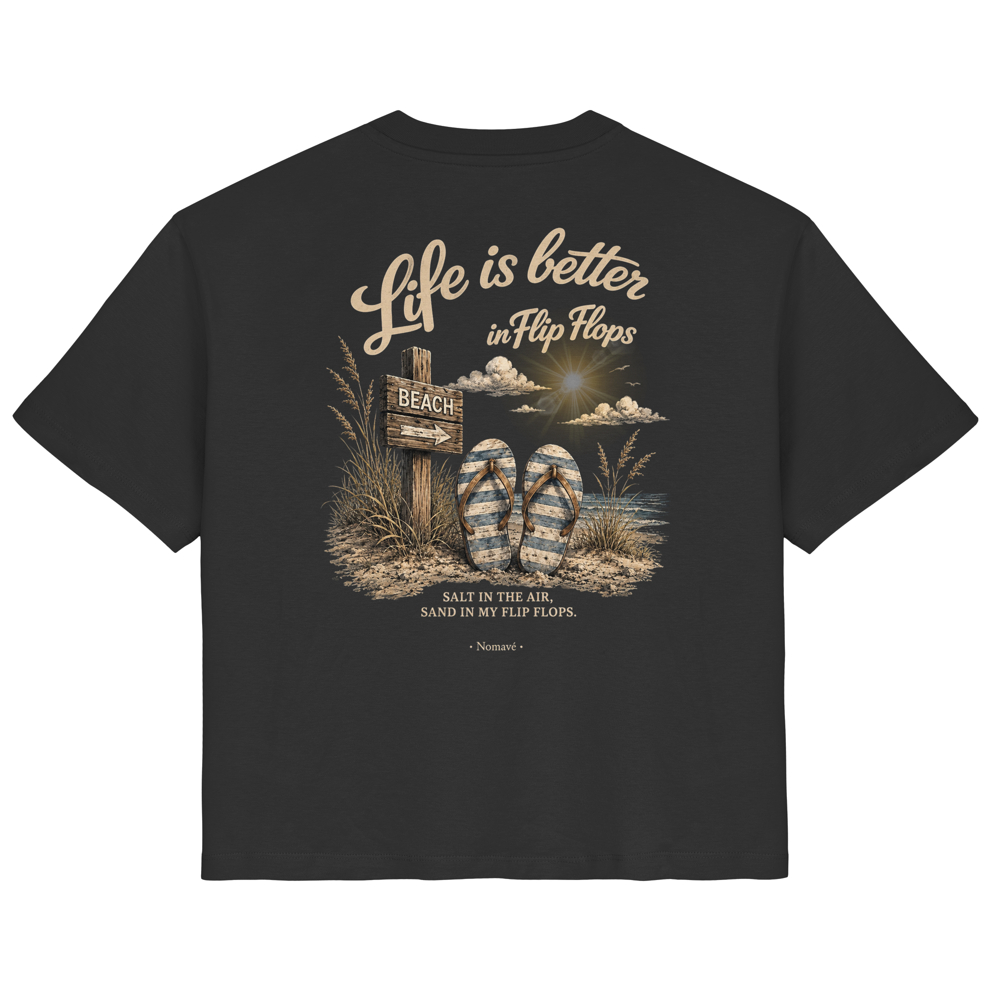 Life-is-better-in-flip-flops-dark-edition-backprint - Ladies Organic Shirt