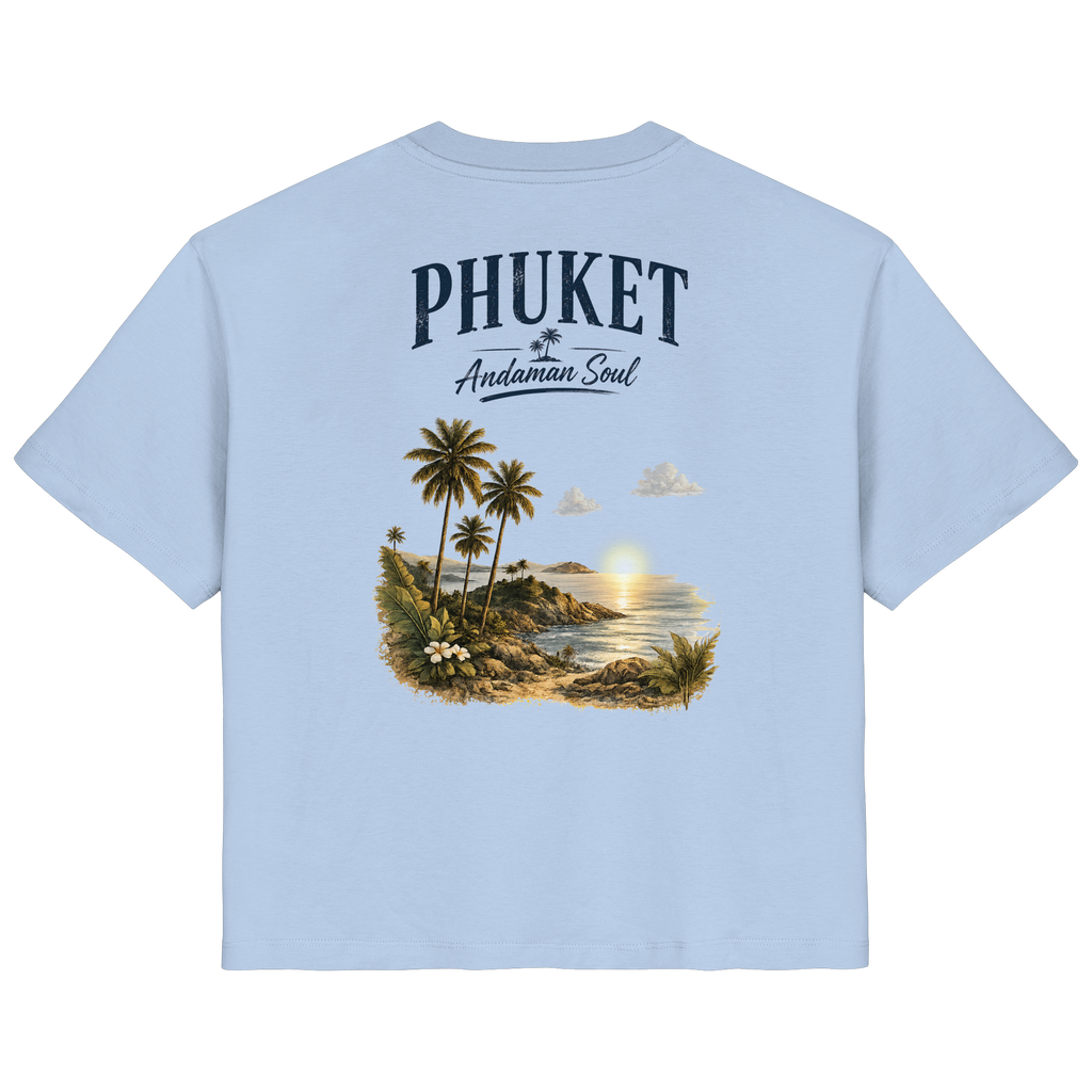 Phuket Andaman Soul Damen Bio-T-Shirt in Blue Soul mit Rückenprint – Produktansicht