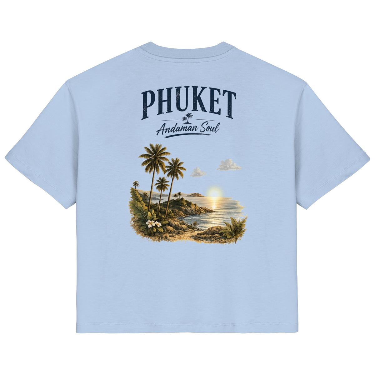 Phuket Andaman Soul Damen Bio-T-Shirt in Blue Soul mit Rückenprint – Produktansicht