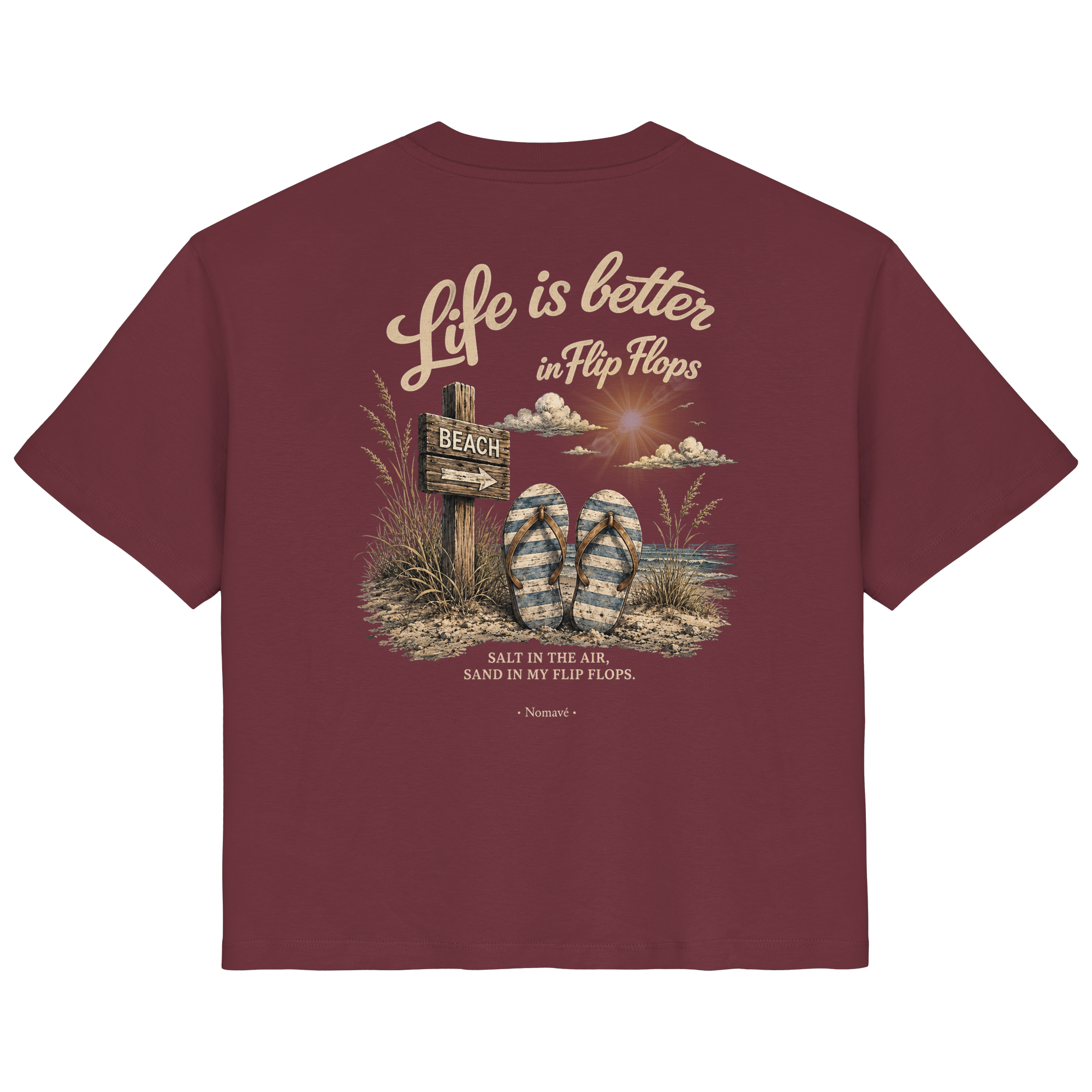 Life-is-better-in-flip-flops-dark-edition-backprint - Ladies Organic Shirt