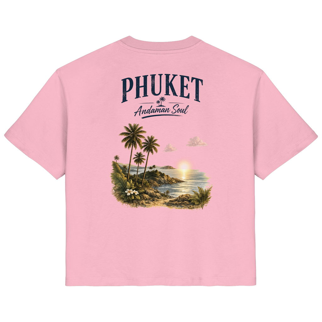 Phuket Andaman Soul Damen Bio-T-Shirt in Cotton Pink mit Rückenprint – Produktansicht