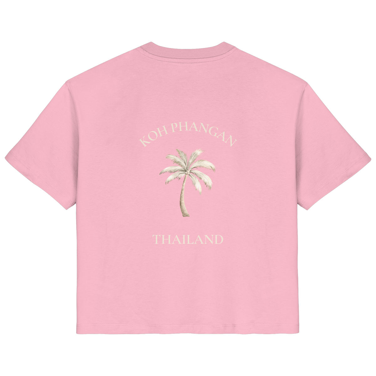 Damen Bio T-Shirt in cotton pink mit Koh Phangan Mini Palm Motiv als Backprint – Original-Mockup